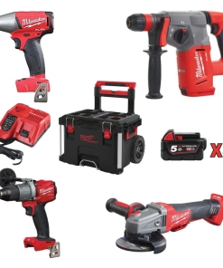 Milwaukee KIT TRAPANO AVVITATORE TASSELLATORE SMERIGLIATRICE 3 BATT. mod. M18 FPP4A-503P