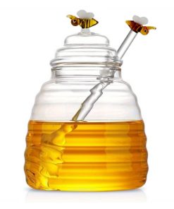 WD Barattolo per Miele con Decori Api in Vetro