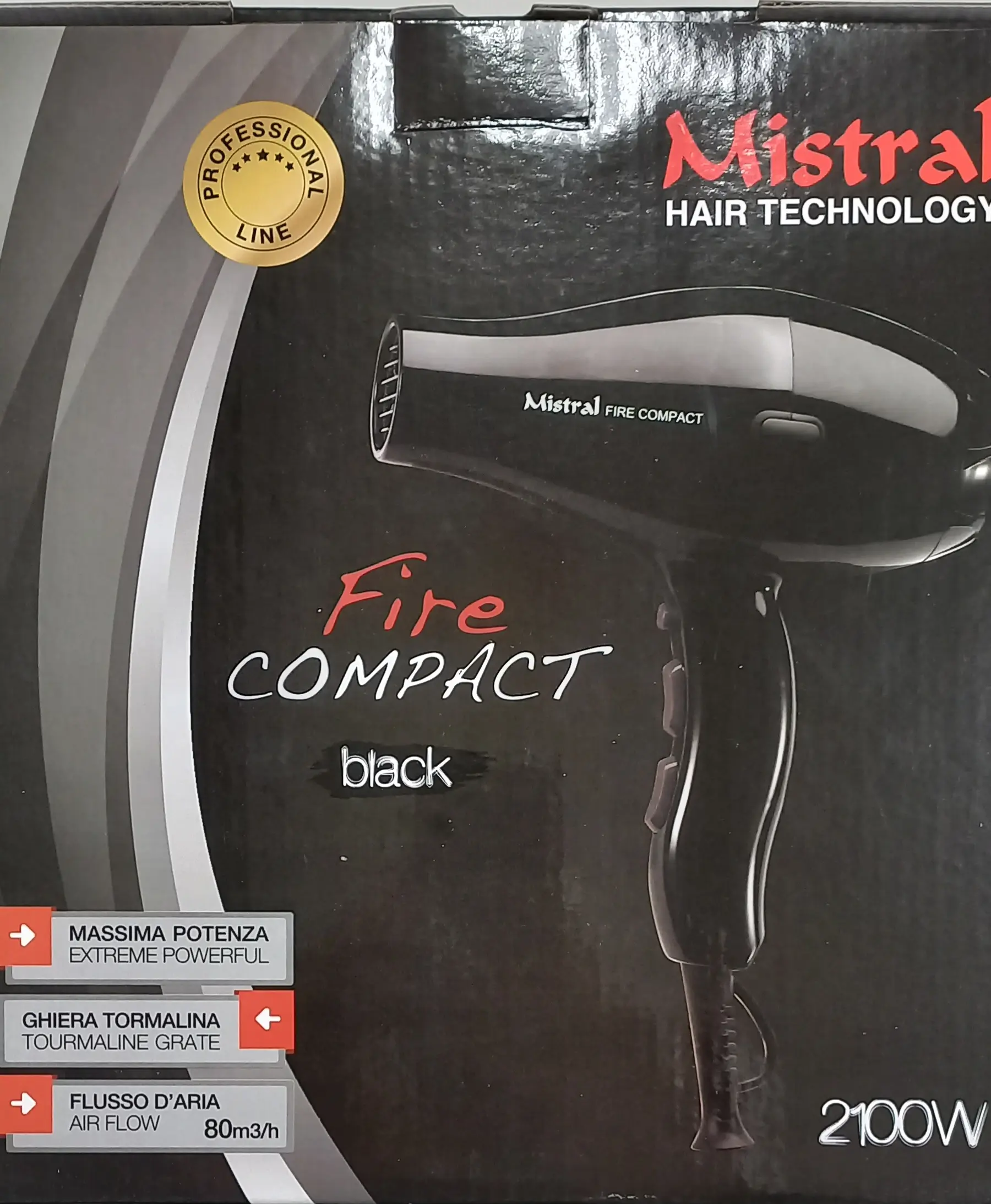 MISTRAL ASCIUGACAPELLI FIRE COMPACT BLACK 2100 W - immagine 2