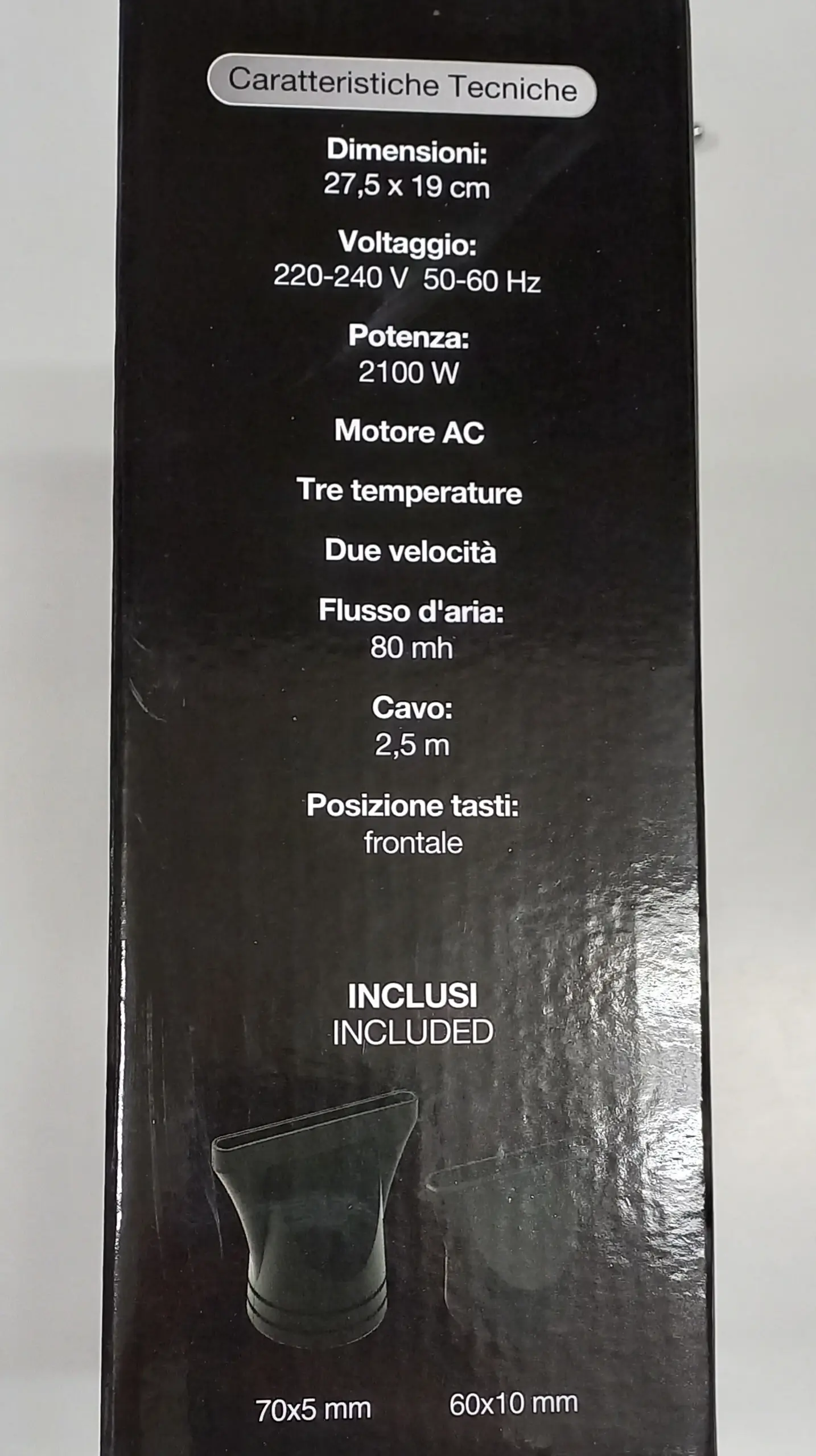 MISTRAL ASCIUGACAPELLI FIRE COMPACT BLACK 2100 W - immagine 4