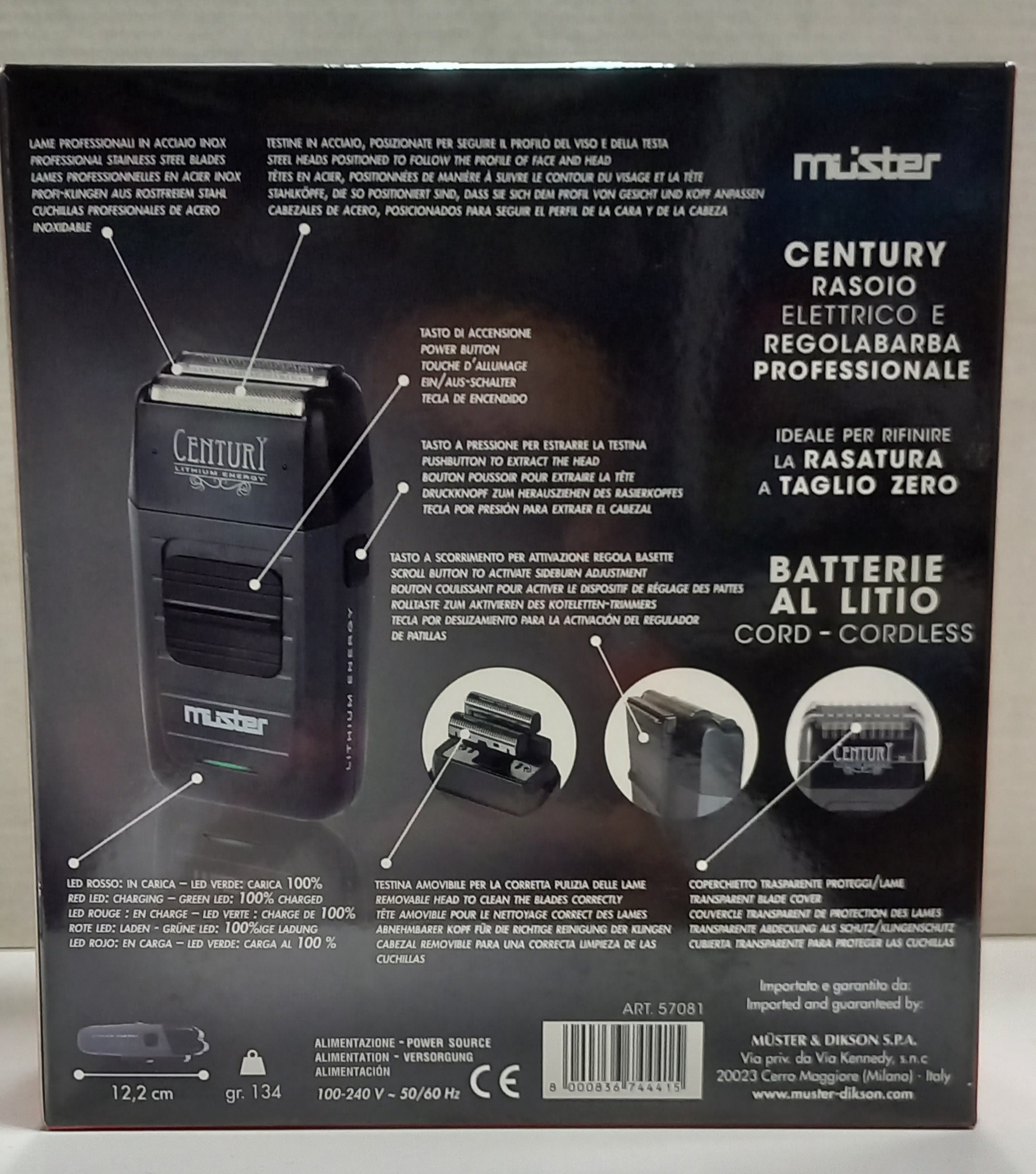 MUSTER CENTURY RASOIO ELETTRICO E REGOLABARBA PROFESSIONALE - immagine 3