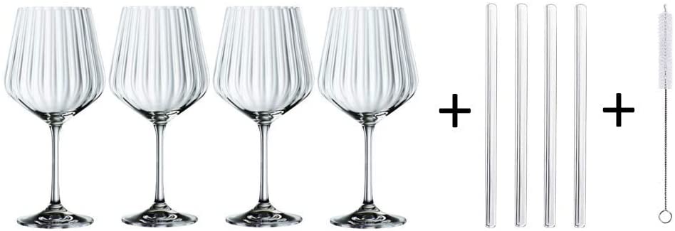 Nachtmann Gin Tonic set 4 bicchieri + 4 cannucce in vetro + scovolino - immagine 5