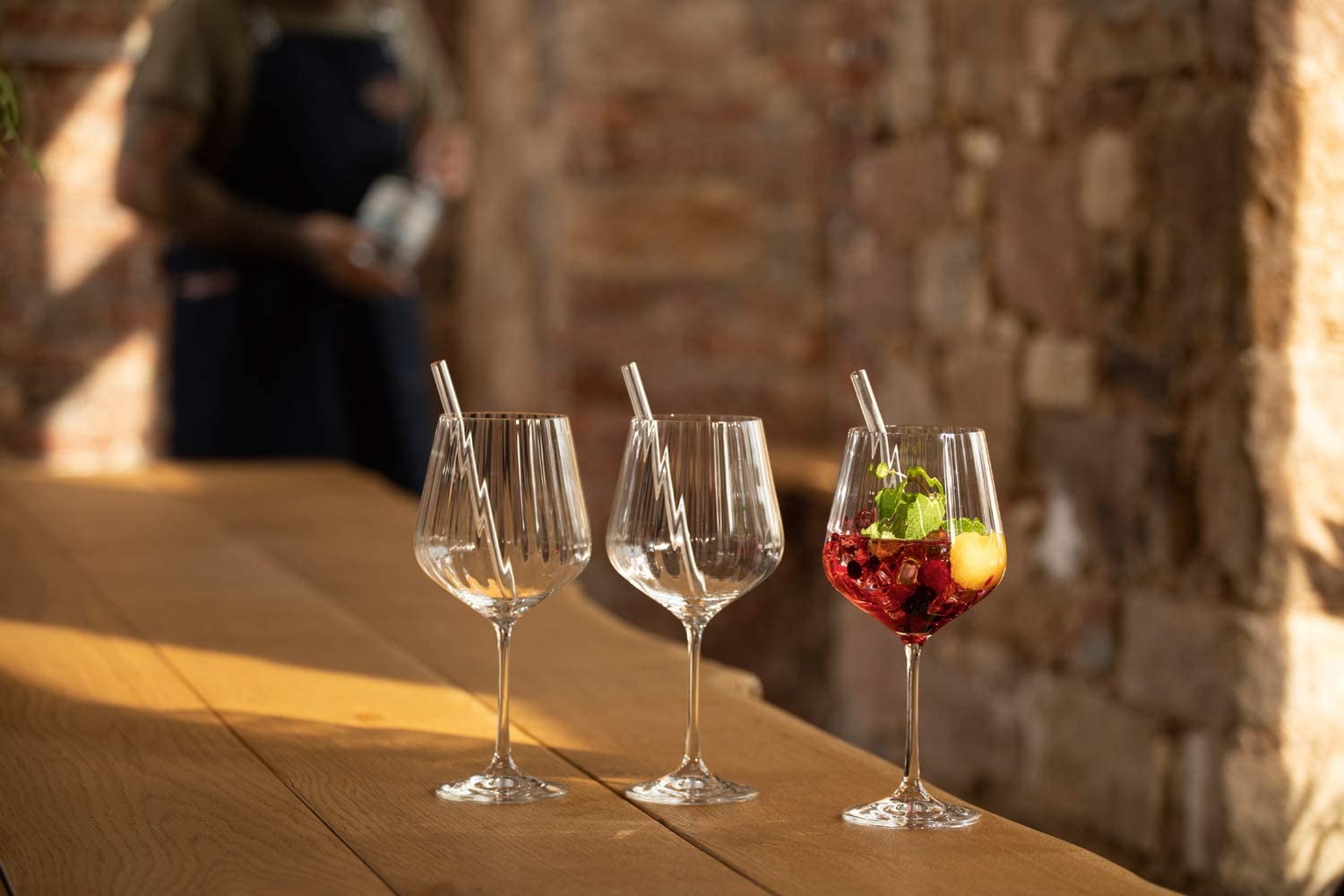 Nachtmann Gin Tonic set 4 bicchieri + 4 cannucce in vetro + scovolino