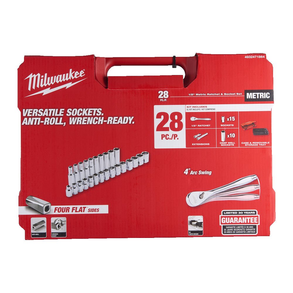 Milwaukee SET 28 PEZZI CRICCHETTO BUSSOLE 1/2″ ART. 4932471864 - immagine 3