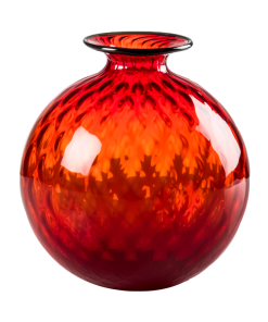 Venini Vaso Monofiore Balloton Rosso Filo Verde Mela H16,5 cm