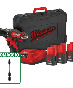 Milwaukee M12BDD-153C TRAPANO AVVITATORE 3 BATTERIE CARICATORE VALIGIA + OMAGGIO