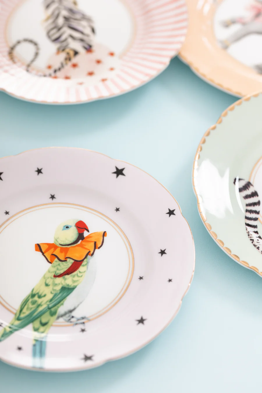 Yvonne Ellen Set 4 Piattini da Dolce Tigre/Elefante/Pappagallo/Leopardo - immagine 4