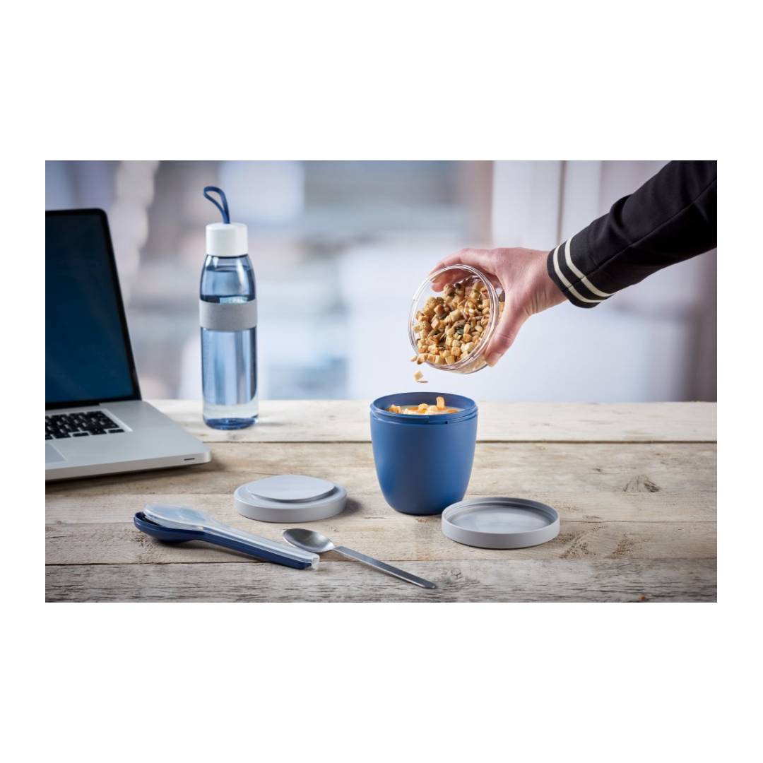 Portavivande & Lunch Box “Ellipse” Blu – 2 contenitori (ml 500+200 - immagine 3