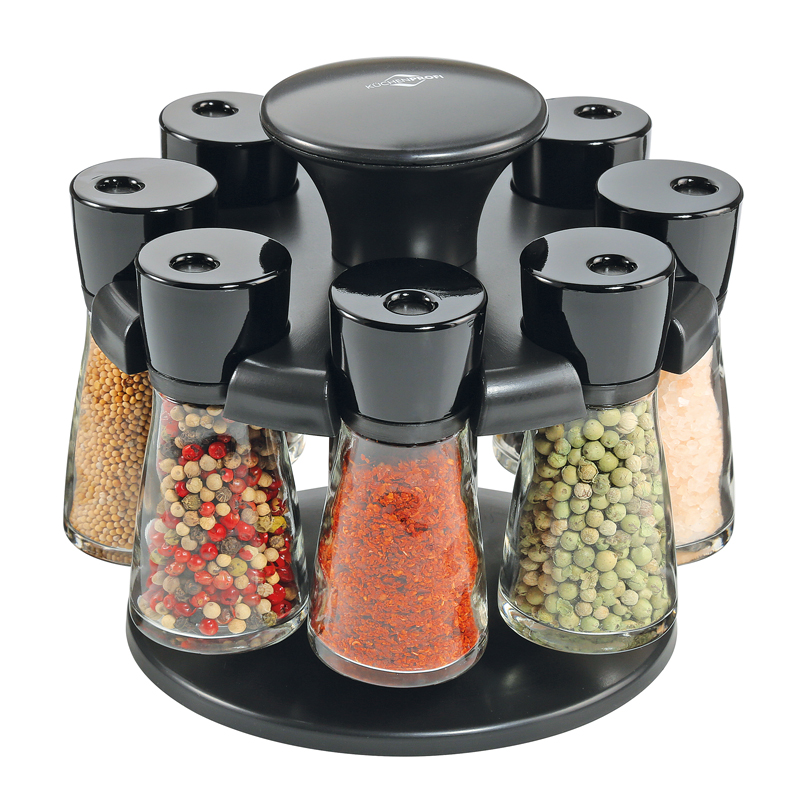 Porta Spezie con 8 Barattoli (vuoti) – cm Ø19×17