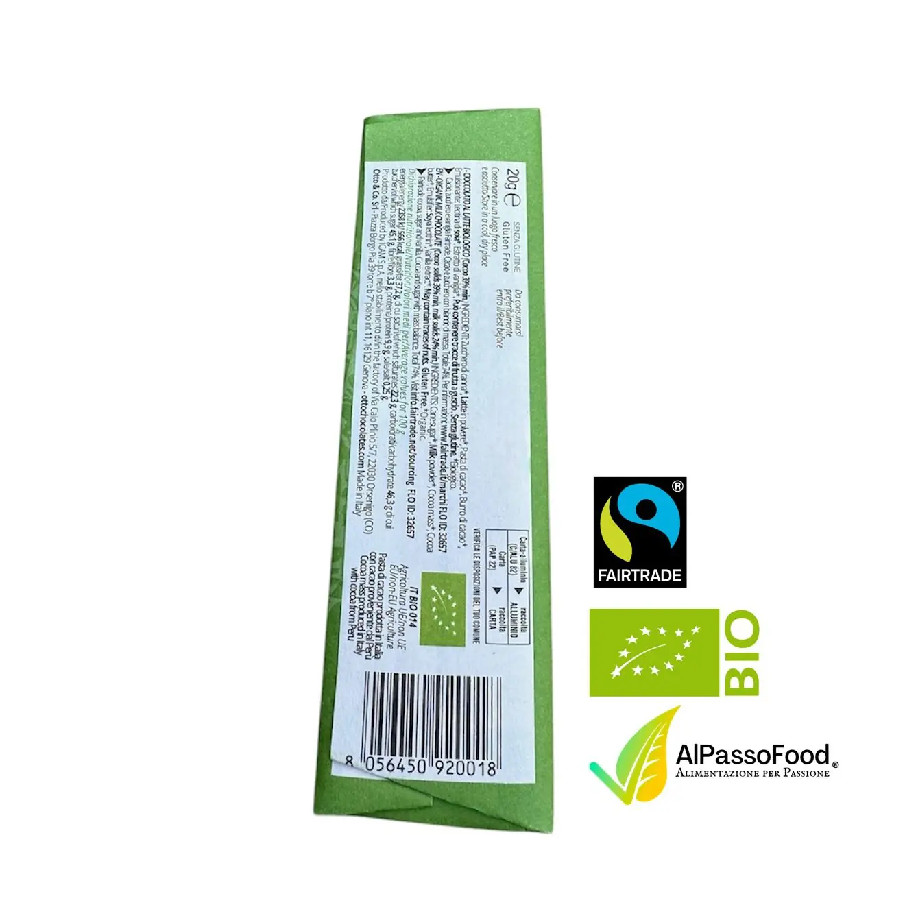 Barretta di Cioccolato al Latte Biologico 39% 20g - immagine 3