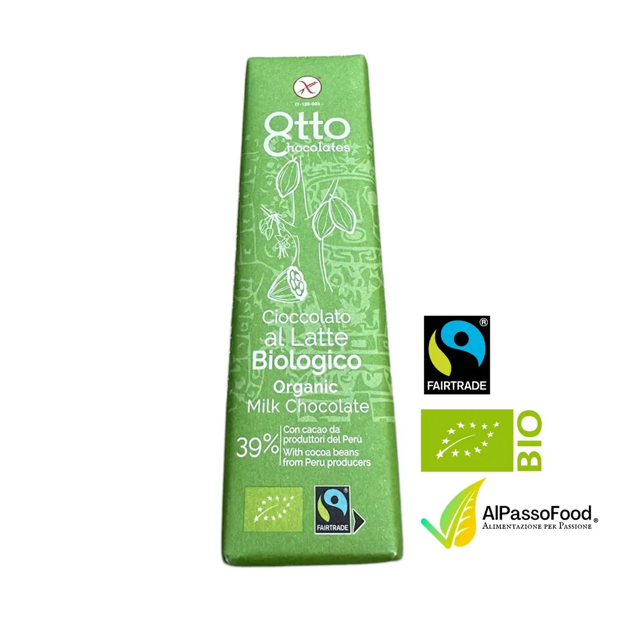 Barretta di Cioccolato al Latte Biologico 39% 20g